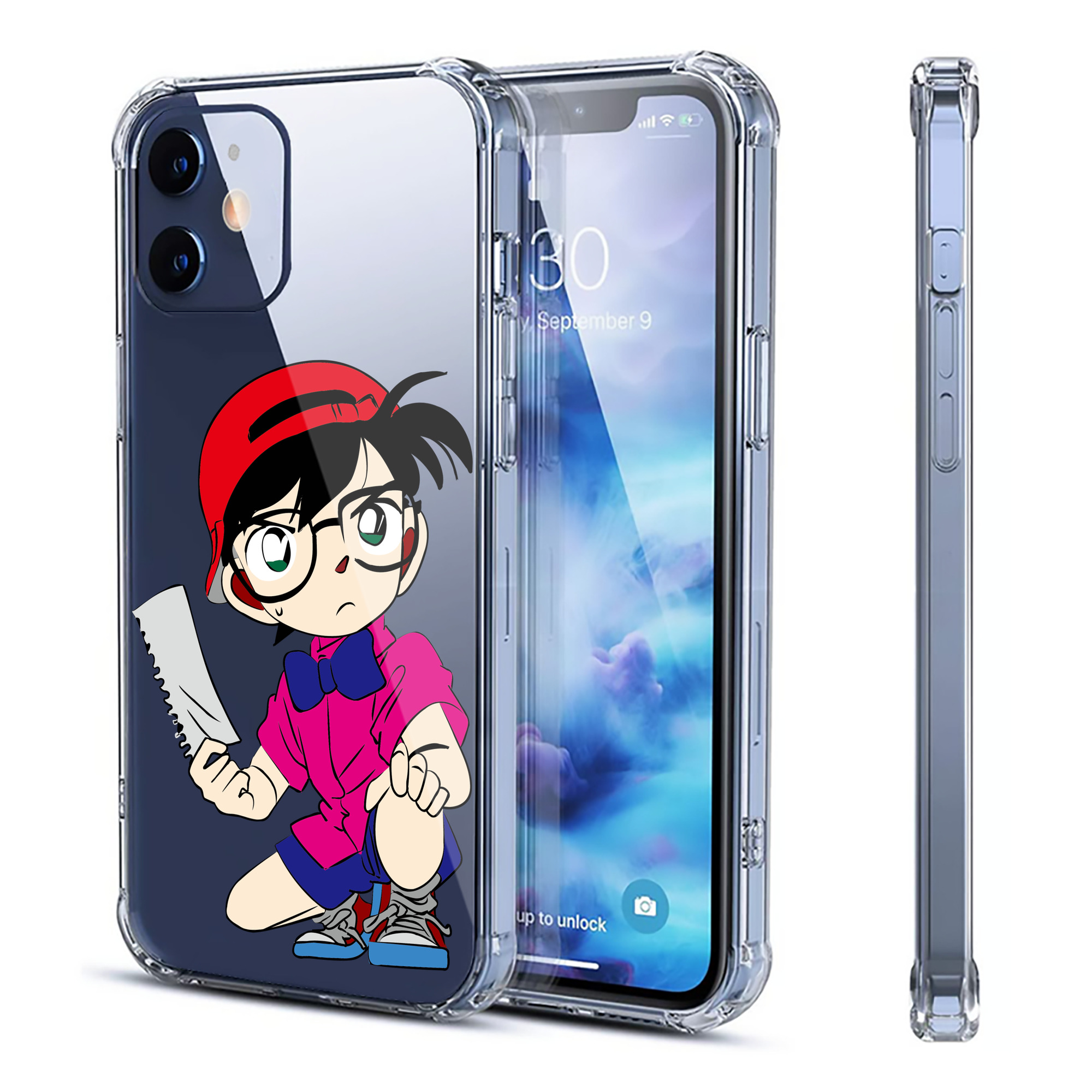 （画像用） 名探偵コナン 江戸川 コナン Detective Conan Conan Edogawa 【iPhone 12シリーズ対応】透明スマホケース（クリアソフトケース）